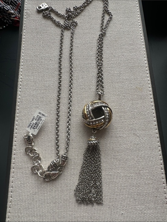 Brighton Jewelry - Brighton Two-Tone Silver and Gold Knot Tassel Necklace